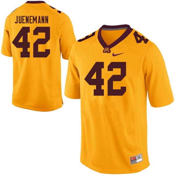Men #42 Justin Juenemann Minnesota Golden Gophers College Football Jerseys Sale-Gold - Click Image to Close
